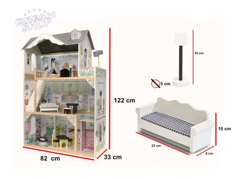 Domek dla lalek drewniany MDF mebelki 122cm XXL LED