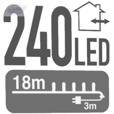 LAMPKI CHOINKOWE ŁAŃCUCH ŚWIETLNY 240 LED TIMER ZIMNY BIAŁY