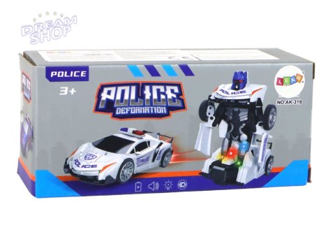 Samochód-Robot Policja Biały 2w1 Transformacja