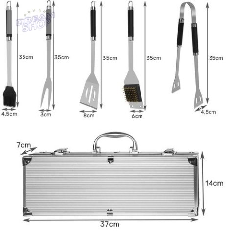 Przybory do grilla- zestaw 5 akcesoriów + walizka