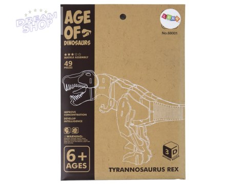 Drewniane Puzzle Przestrzenne 3D T-Rex Składanka Edukacyjna 22 Elementy