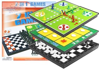 Gry 7w1 Zestaw Gier Planszowych Ludo Warcaby