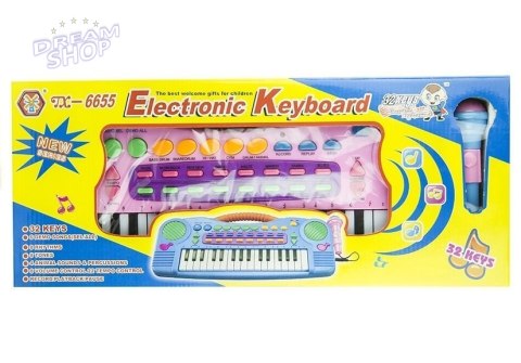 Keyboard Organki Różowe z Mikrofonem 32 Klawisze