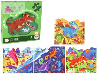 Puzzle Układanka Świat Dinozaurów 4 w 1 Dinozaury 4 Obrazki 73 El.