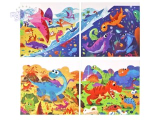 Puzzle Układanka Świat Dinozaurów 4 w 1 Dinozaury 4 Obrazki 73 El.