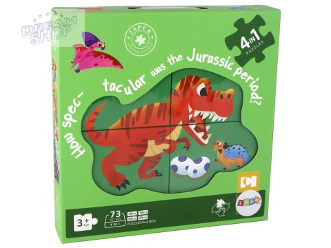 Puzzle Układanka Świat Dinozaurów 4 w 1 Dinozaury 4 Obrazki 73 El.