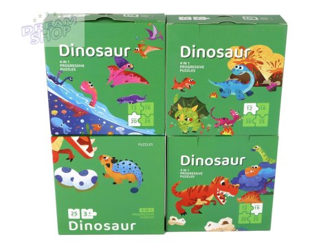 Puzzle Układanka Świat Dinozaurów 4 w 1 Dinozaury 4 Obrazki 73 El.