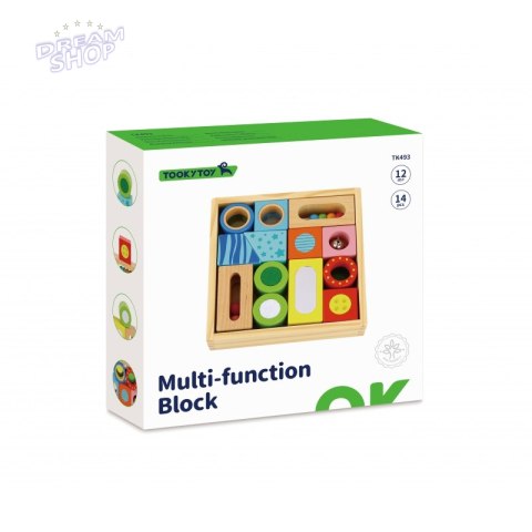 TOOKY TOY Drewniane Pudełko Klocki Sensoryczne Układanka Multifunkcyjna Kształty Dźwięk Dotyk 12 el. TOOKY TOY Drewniane Pudełko Klocki Sensoryczne Układanka Multifunkcyjna Kształty Dźwięk Dotyk 12 el.