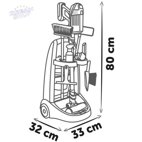 Smoby - Wózek do sprzątania z odkurzaczem Rowenta z dźwiękiem + 10 akcesoriów
