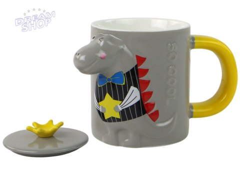 Kubek Ceramiczny Zaparzacz Szary Dinozaur 400 ml