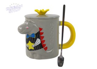 Kubek Ceramiczny Zaparzacz Szary Dinozaur 400 ml