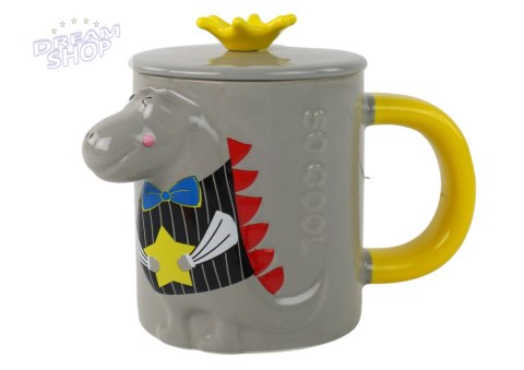 Kubek Ceramiczny Zaparzacz Szary Dinozaur 400 ml