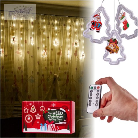 Lampki LED kurtyna z obrazkami w choinkach 3m 10 żarówek USB