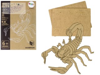 Drewniane Puzzle Przestrzenne 3D Skorpion Składanka Edukacyjna 35 Elementów