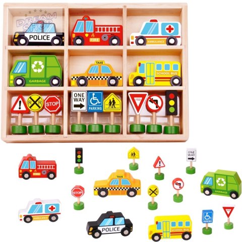 TOOKY TOY Droga Autostrada Puzzle + Pojazdy Samochody Znaki Drogowe