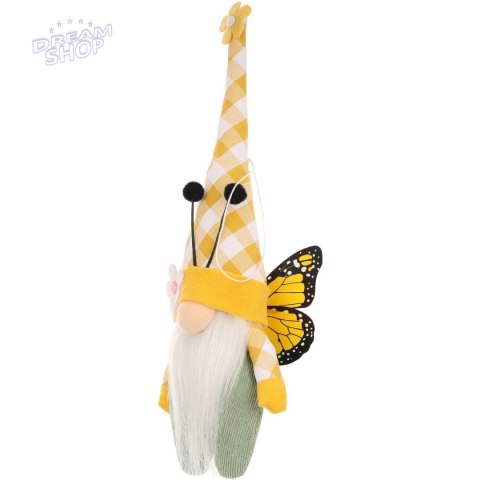 SKRZAT GNOM MOTYL ŻÓŁTY 25CM DEKORACJA WIOSENNA