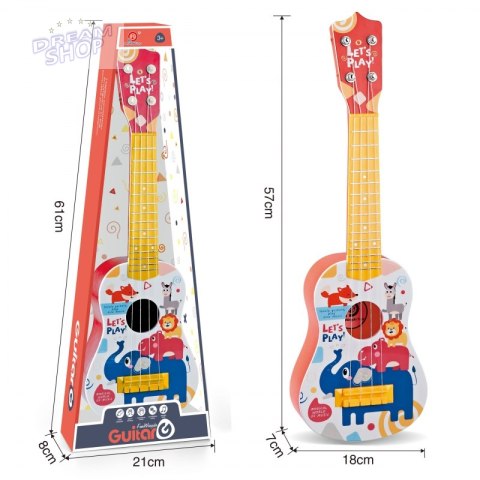 WOOPIE Gitara Klasyczna dla Dzieci Czerwona 57cm