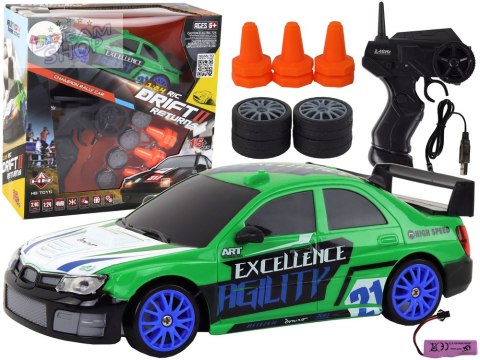 Autko Sportowe Zdalnie Sterowane R/C 1:24 Zielone Wymienne Koła