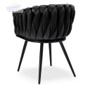 Krzesło plecione aksamitne ASTON Velvet Czarne
