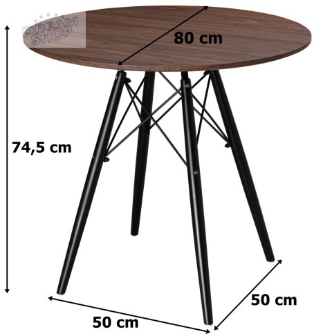 Stół skandynawski okrągły Paris Black 80 cm jesion