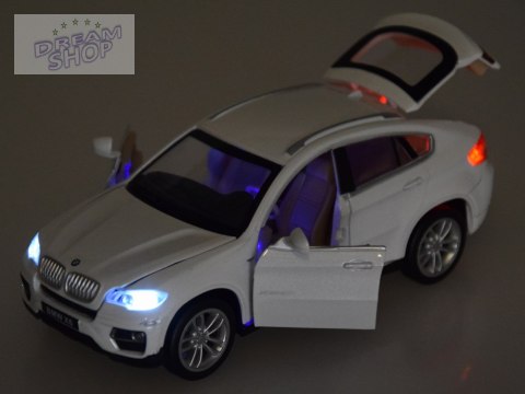 Auto metalowe BMW X6 model skala 1:32 biały SUV światło dźwięk ZA4606