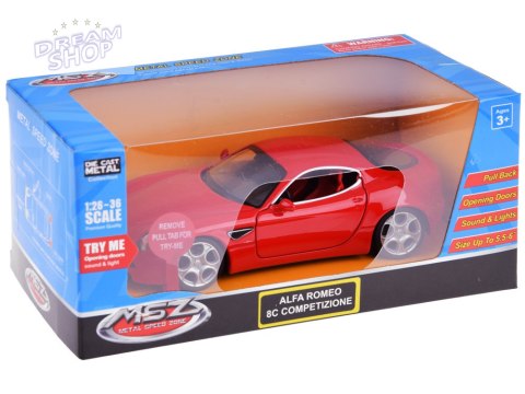 Auto metalowe model Alfa Romeo 8C Competizione skala 1:32 światła ZA4607