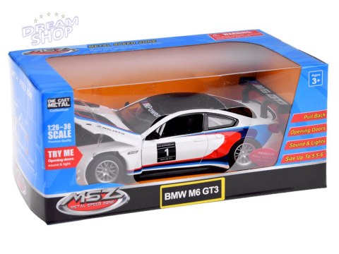 Auto metalowe model sportowe BMW M6 GT3 skala 1:32 światło dźwięk ZA4613