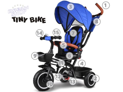 Rowerek dziecięcy trójkołowy Tiny Bike 3w1 z daszkiem OBRACANY SP0650