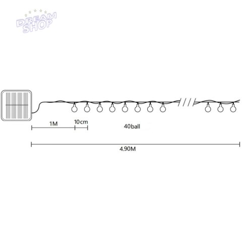 LAMPA SOLARNA OGRODOWA GIRLANDA ŁAŃCUCH SOLARNY 4,9M 40LED MULTIKOLOR