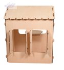 Domek drewniany dla dzieci z tablicą kredową i stolikiem 86 x 137 x 105 cm