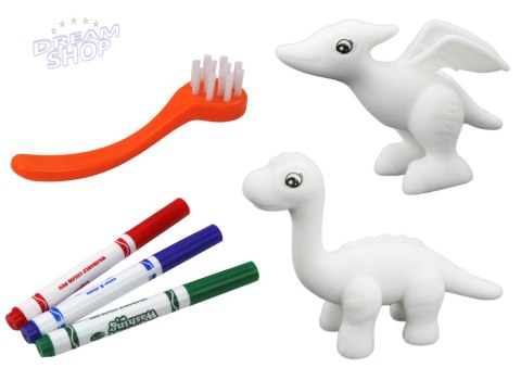 Zestaw Artystyczny DIY Dinozaury Figurki 2szt Pisaki Szczotka