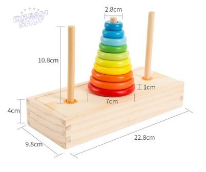 Piramida piramidka drewniana z podstawą wieża sorter tęczowa