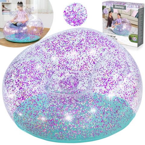 Bestway Brokatowy Fotel dmuchana pufa Glitter Dream 114 x 112 x 66cm 75115