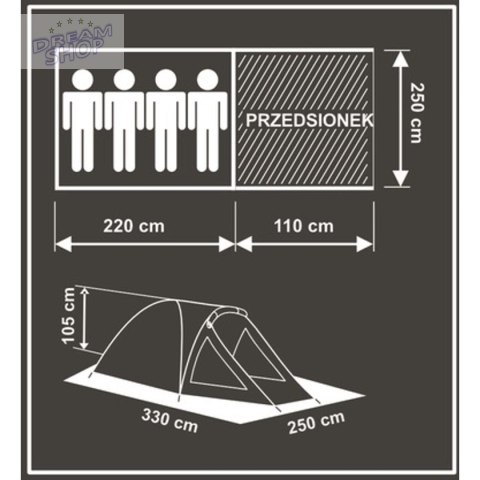 NAMIOT 4 OSOBOWY COMFORT 330x250x105CM