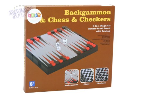 Zestaw Gier 3w1 Plansza Magnetyczna Szachy Warcaby Backgammon