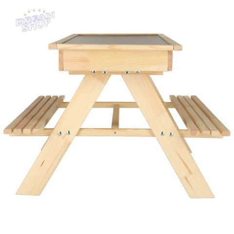 Meble ogrodowe dla dzieci stolik + 2 ławki piaskownica tablica kredowa schowek 93 x 78 x 68 cm