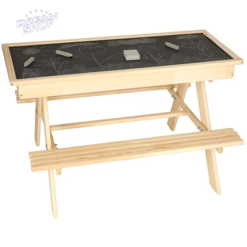 Meble ogrodowe dla dzieci stolik + 2 ławki piaskownica tablica kredowa schowek 93 x 78 x 68 cm