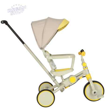 Rowerek trójkołowy TRIKE FIX V4 żółto-szary z daszkiem Rowerek trójkołowy TRIKE FIX V4 żółto-szary z daszkiem