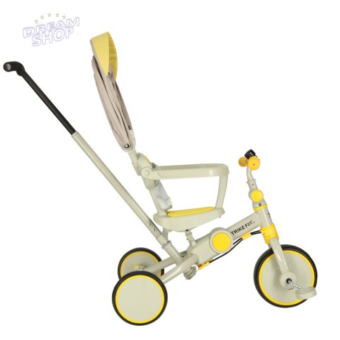 Rowerek trójkołowy TRIKE FIX V4 żółto-szary z daszkiem Rowerek trójkołowy TRIKE FIX V4 żółto-szary z daszkiem