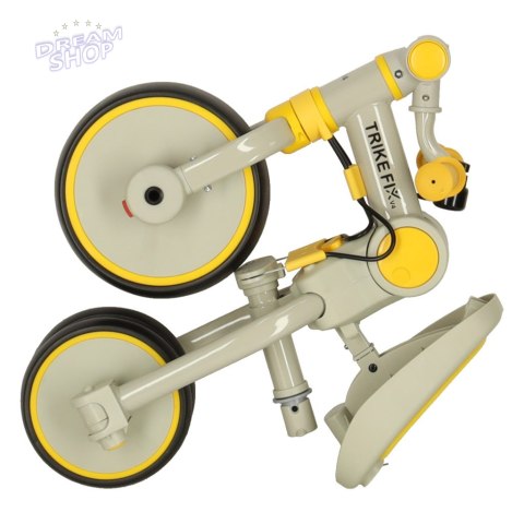 Rowerek trójkołowy TRIKE FIX V4 żółto-szary z daszkiem Rowerek trójkołowy TRIKE FIX V4 żółto-szary z daszkiem