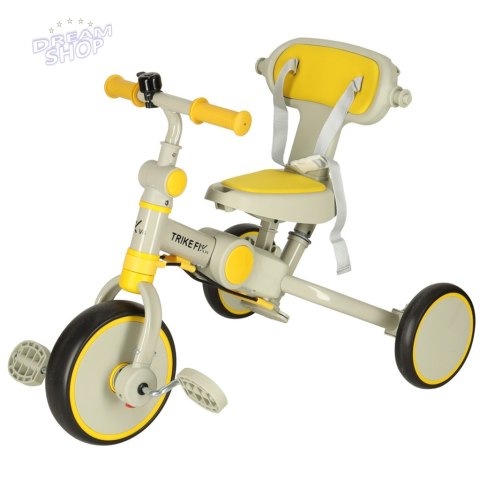 Rowerek trójkołowy TRIKE FIX V4 żółto-szary z daszkiem Rowerek trójkołowy TRIKE FIX V4 żółto-szary z daszkiem