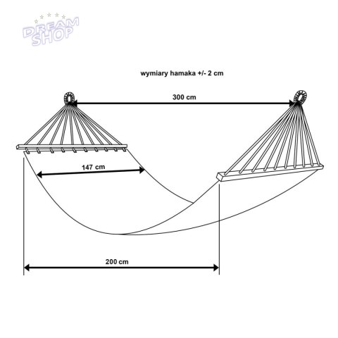 HAMAK OGRODOWY 2 OSOBOWY 200X147CM Z DRĄŻKIEM ETNO CZARNO-BIAŁY