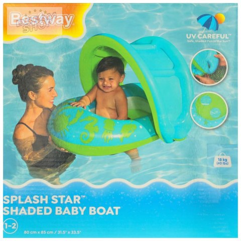 BESTWAY 34091 Kółko do pływania dla niemowląt koło pontonik dla dzieci dmuchany z siedziskiem z daszkiem zielony 1-2lata 18kg BESTWAY 34091 Kółko do pływania dla niemowląt koło pontonik dla dzieci dmuchany z siedziskiem z daszkiem zielony 1-2lata 18kg