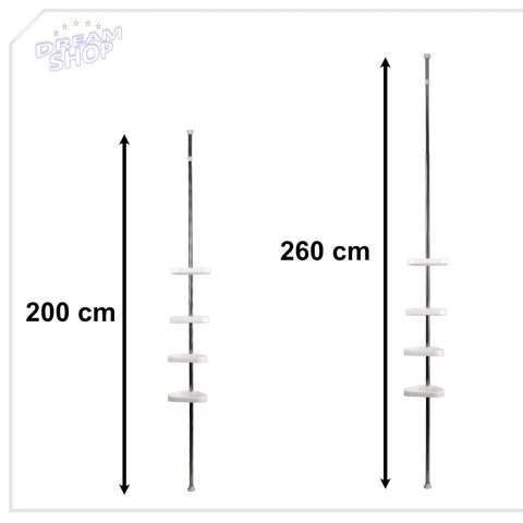 Półka łazienkowa narożna pod prysznic teleskopowa regulowana wysokość 260cm