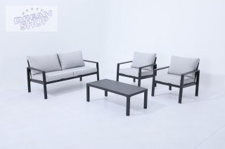 Meble Ogrodowe Aluminiowe Sofa + Dwa Fotele + Stolik