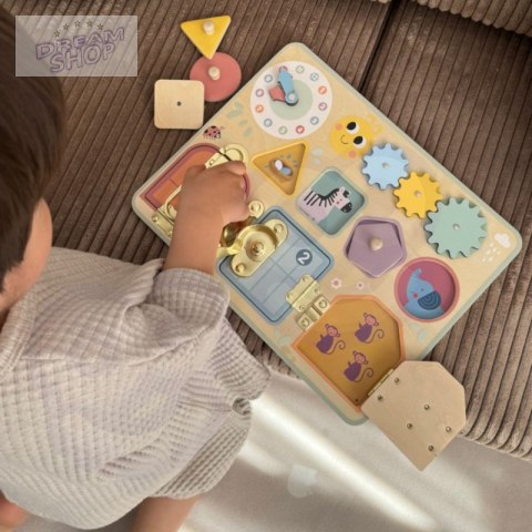 TOOKY TOY Tablica Manipulacyjna Zamki Zębatki Sorter Zegar