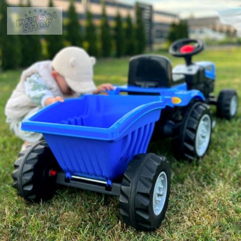 WOOPIE Traktor na Pedały Farmer GoTrac MAXI PLUS z Przyczepą Niebieski Ciche Koła