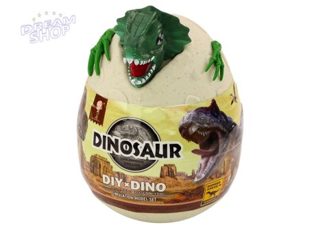 Jajo Z Dinozaurami Do Malowania Farbki Pędzelki DIY Zielony