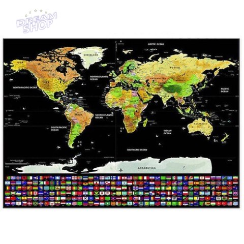 Mapa świata - zdrapka z flagami + akcesoria 23442