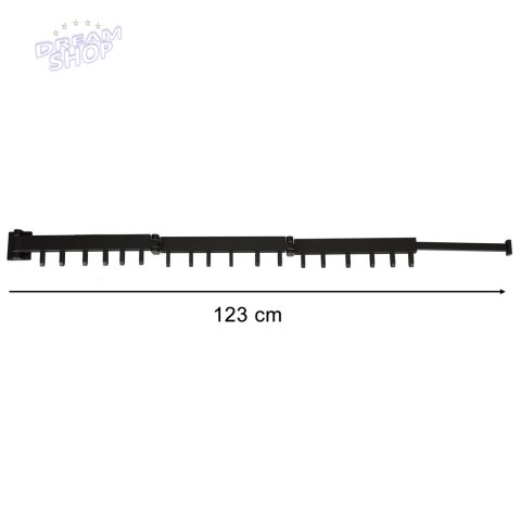 Suszarka na pranie wieszak ścienny składany czarny 123cm Suszarka na pranie wieszak ścienny składany czarny 123cm